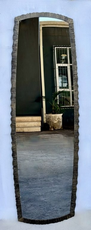 Tall Oblong Brown Gold Metal Mirror